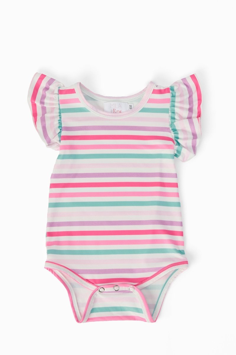 Mila & Rose ® Pastel Stripes S/S Flutter Bodysuit - 