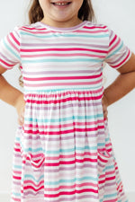 Mila & Rose ® Pastel Stripes S/S Pocket Twirl Dress - 