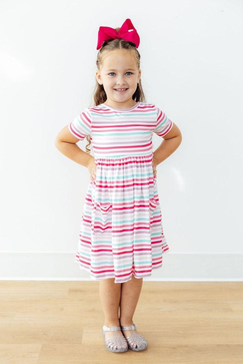 Mila & Rose ® Pastel Stripes S/S Pocket Twirl Dress - 