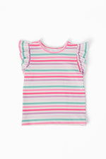 Mila & Rose ® Pastel Stripes S/S Ruffle Tee - 