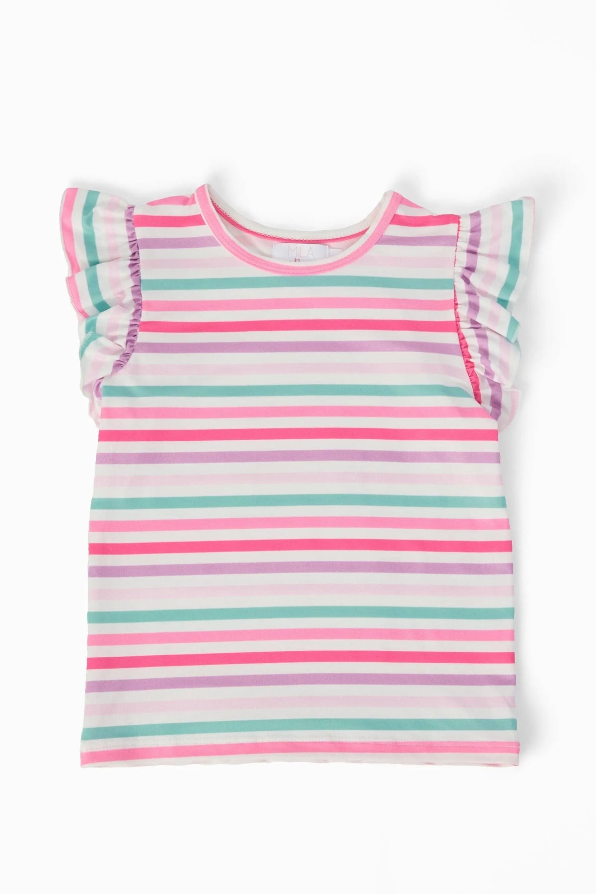 Pastel Stripes S/S Ruffle Tee - Textile, Pink, Baby & Toddler Clothing, Sleeveless shirt, Ruffle | Everetts Place