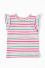 Pastel Stripes S/S Ruffle Tee - Textile, Pink, Baby & Toddler Clothing, Sleeveless shirt, Ruffle | Everetts Place