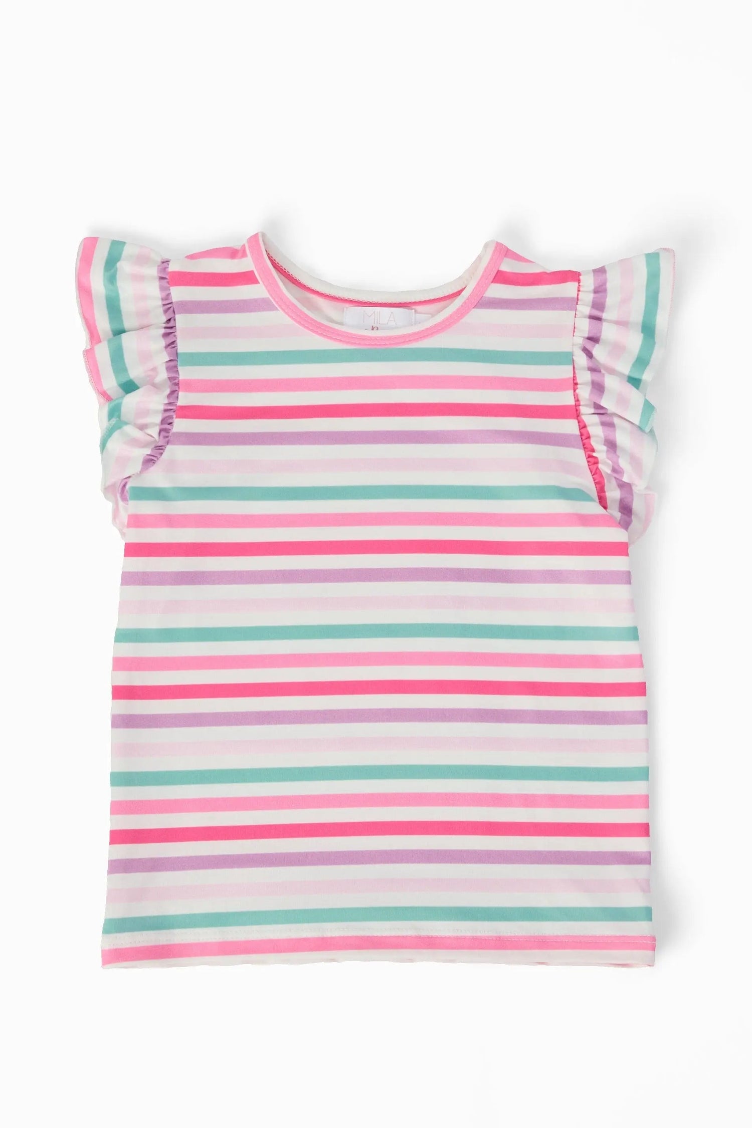 Pastel Stripes S/S Ruffle Tee - Textile, Pink, Baby & Toddler Clothing, Sleeveless shirt, Ruffle | Everetts Place