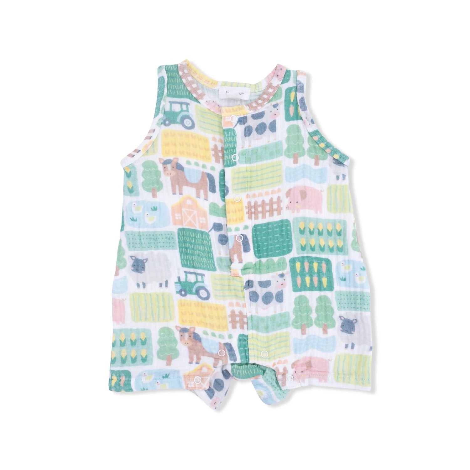 Angel Dear Patchwork Farm - Sleeveless Shortie Romper - 