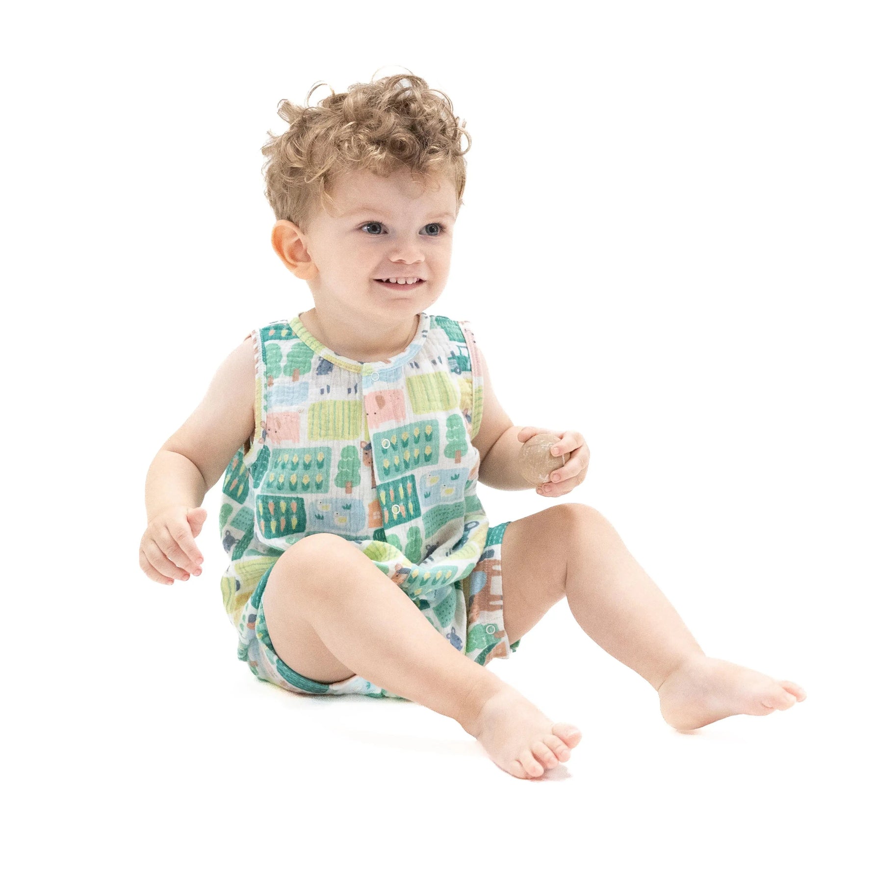 Angel Dear Patchwork Farm - Sleeveless Shortie Romper - 