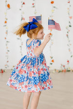 Mila & Rose ® Patriotic Patchwork S/S Pocket Twirl Dress - 