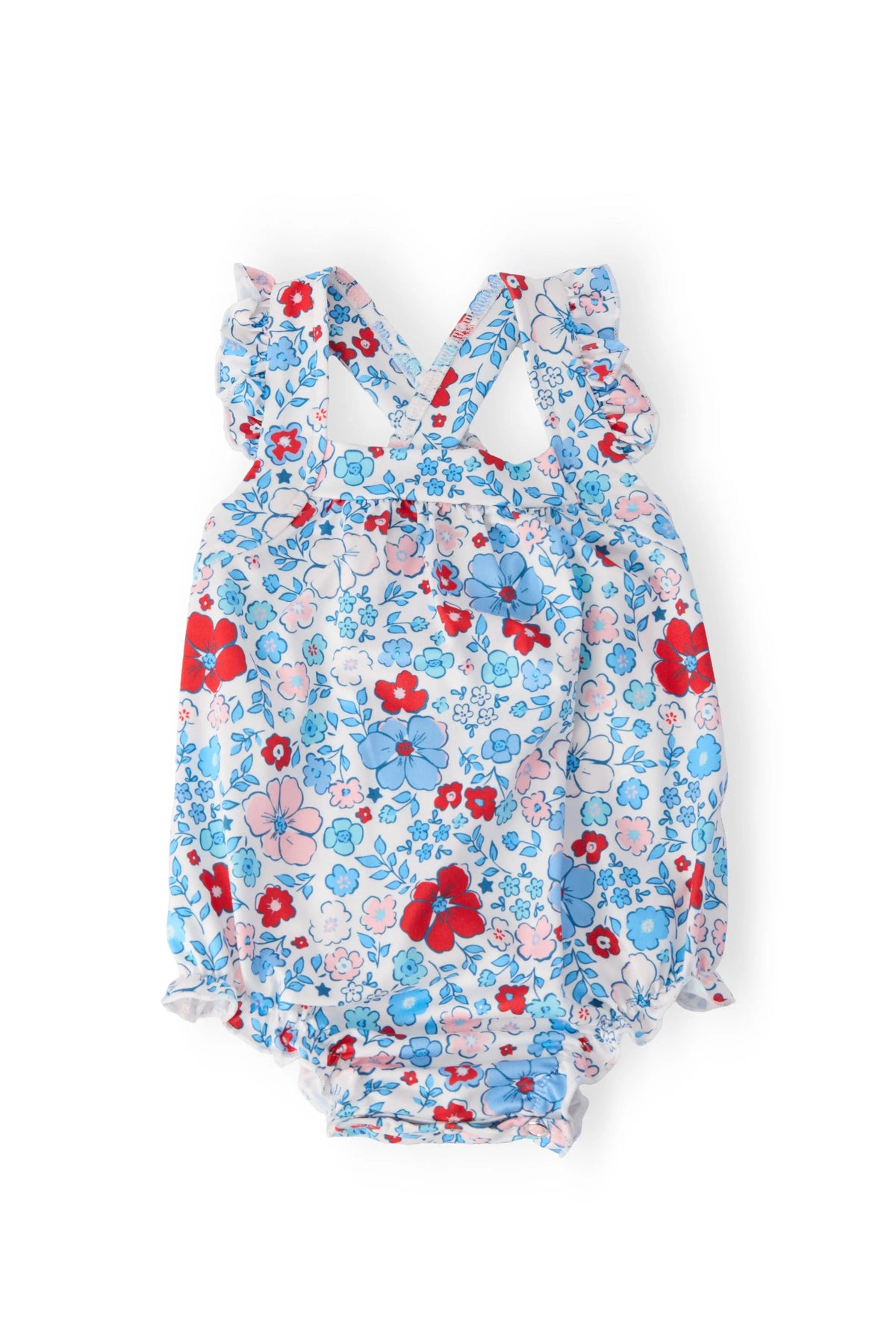 Mila & Rose ® Patriotic Petals Ruffle Cross Back Romper - 