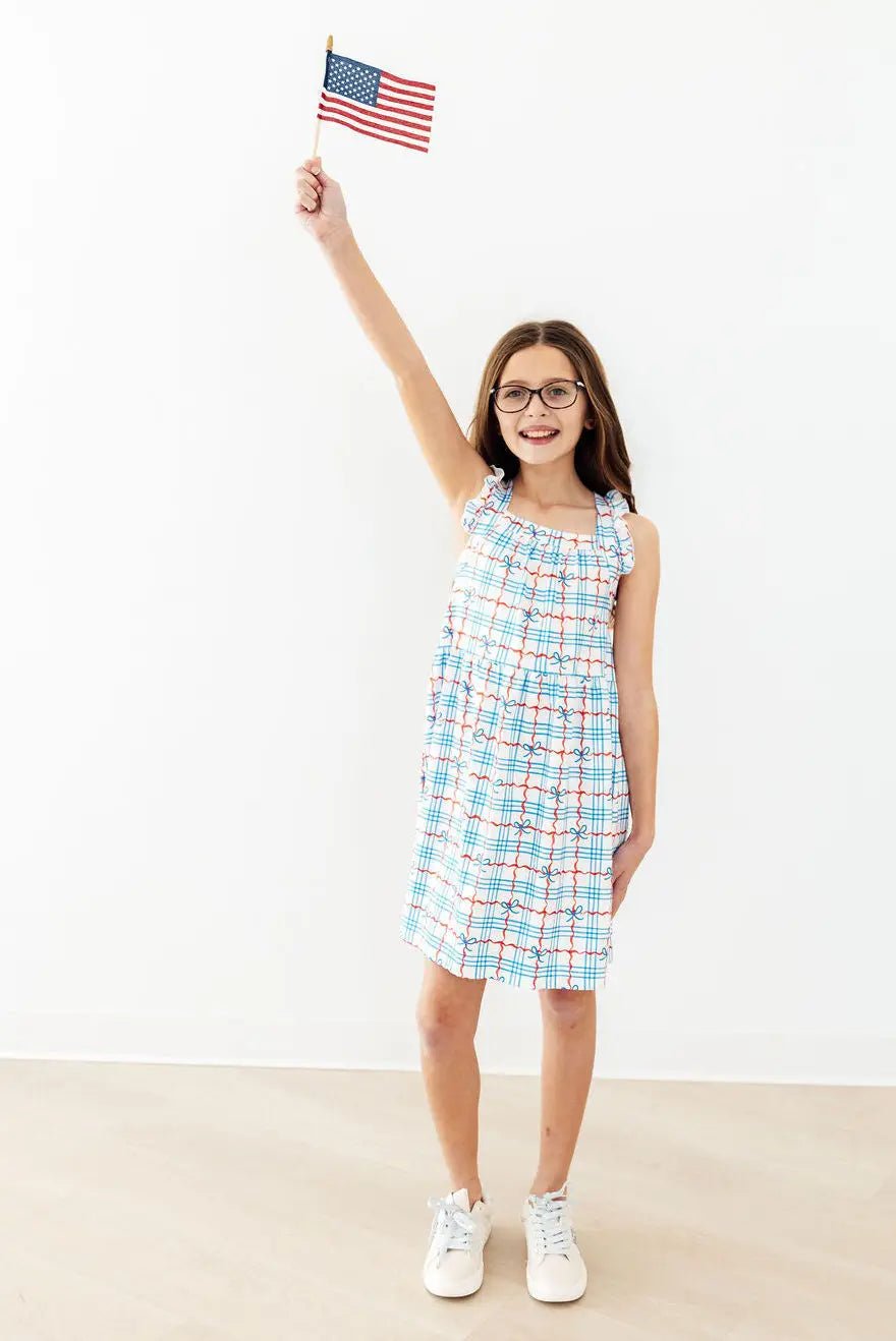 Mila & Rose ® Patriotic Picnic Ruffle Cross Back Dress - 