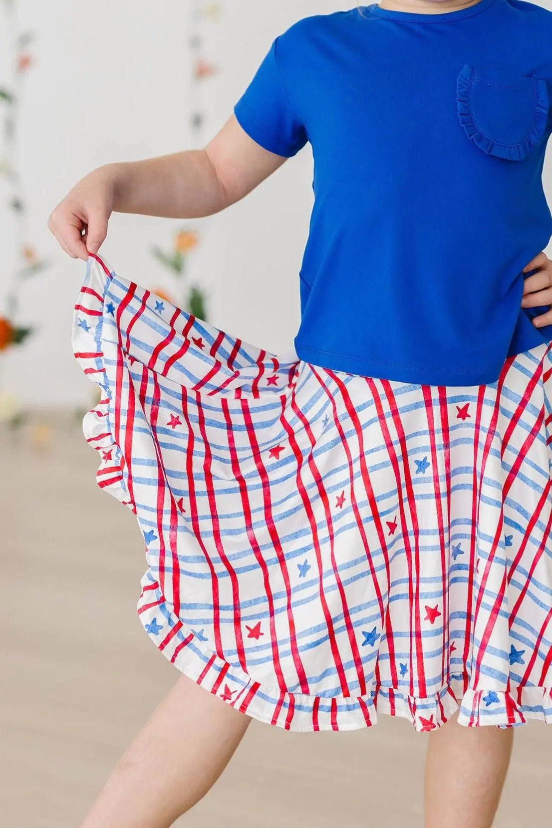 Mila & Rose ® Patriotic Plaid Ruffle Twirl Skort - 