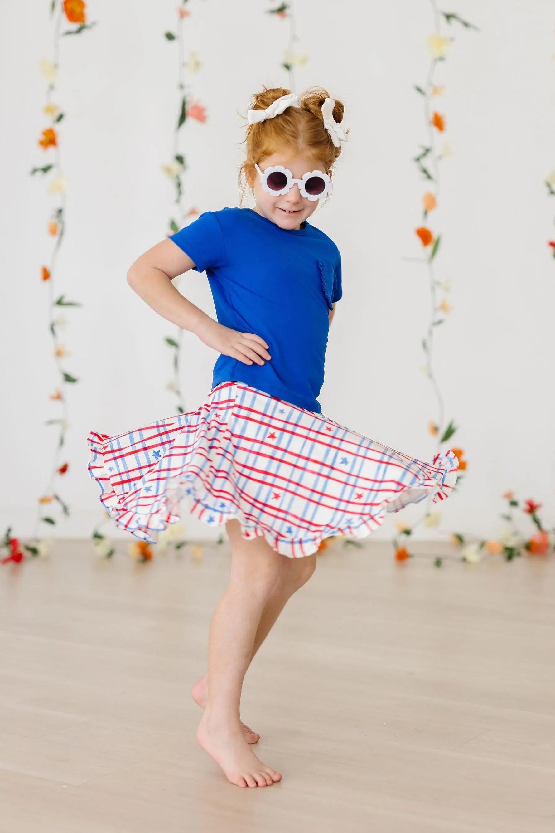 Mila & Rose ® Patriotic Plaid Ruffle Twirl Skort - 