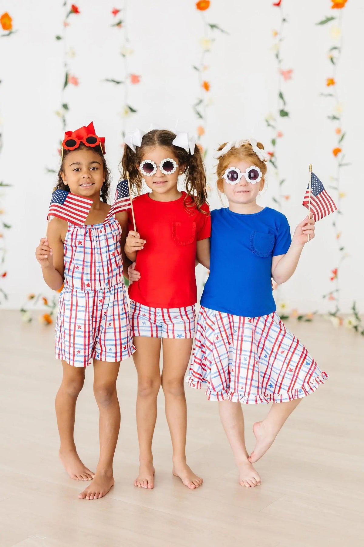 Mila & Rose ® Patriotic Plaid Twirl Shorts - 