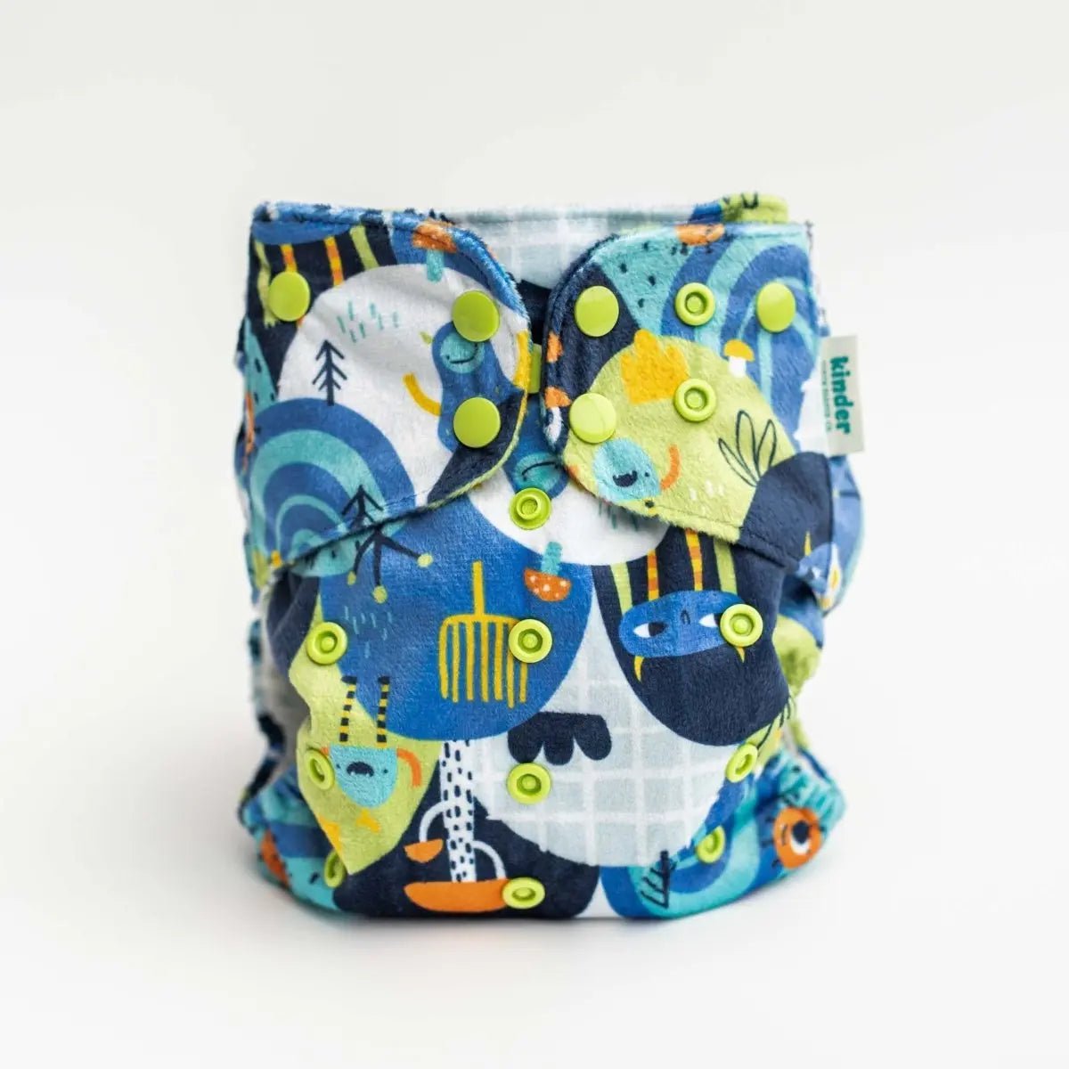 Kinder Cloth Diaper Co. Patterned Lounger Pocket Cloth Diaper — Minky Fleece with Athletic Wicking Jersey - 