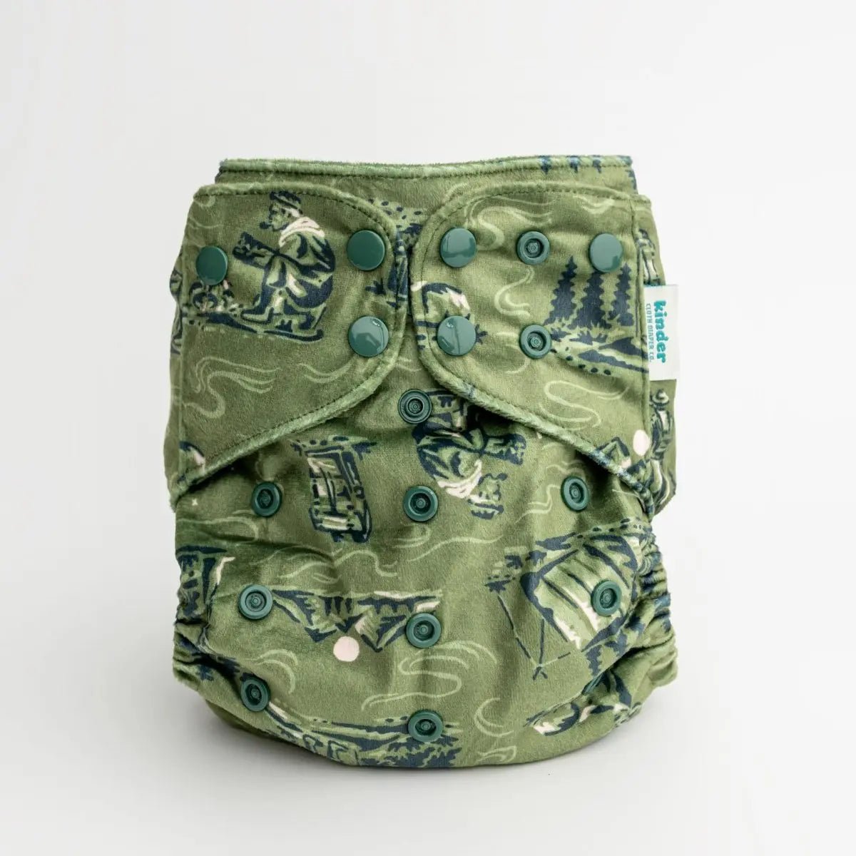 Kinder Cloth Diaper Co. Patterned Lounger Pocket Cloth Diaper — Minky Fleece with Athletic Wicking Jersey - 