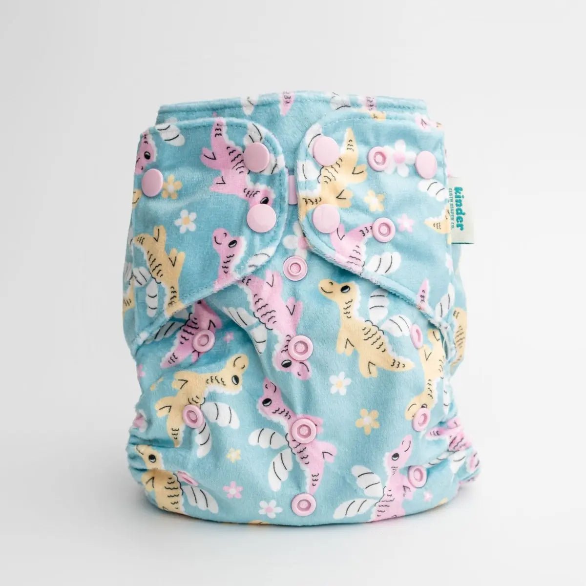 Kinder Cloth Diaper Co. Patterned Lounger Pocket Cloth Diaper — Minky Fleece with Athletic Wicking Jersey - 