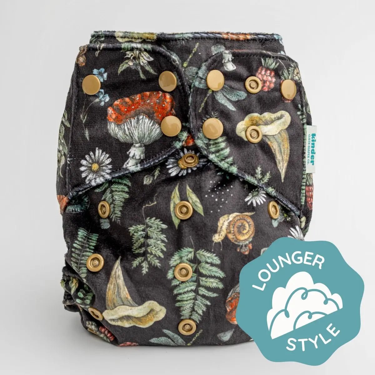 Kinder Cloth Diaper Co. Patterned Lounger Pocket Cloth Diaper — Minky Fleece with Athletic Wicking Jersey - 