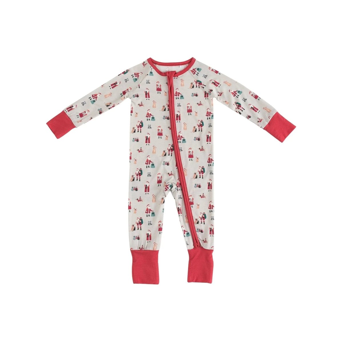 Dreamlet Paws And Claus Convertible Zip Footies 12 - 18M Bamboo - Everetts Place Boutique - 