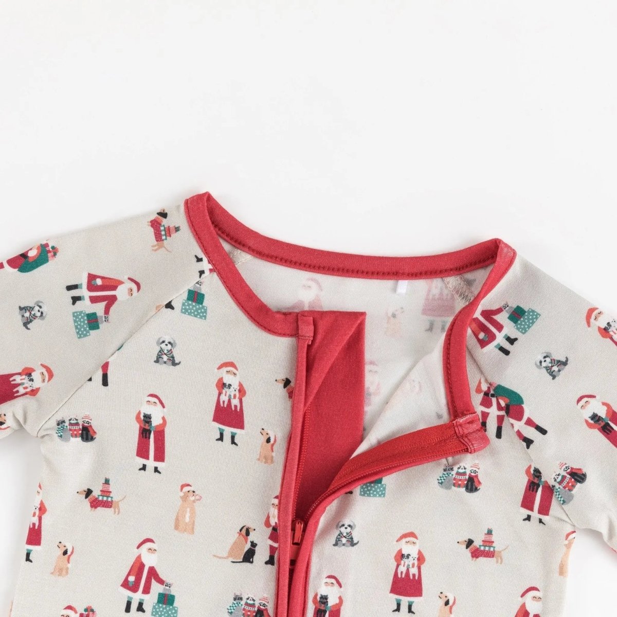 Dreamlet Paws And Claus Convertible Zip Footies 12 - 18M Bamboo - Everetts Place Boutique - 