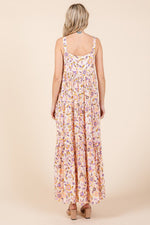 PinkBlush Peach Floral Sleeveless Tiered Maxi Dress