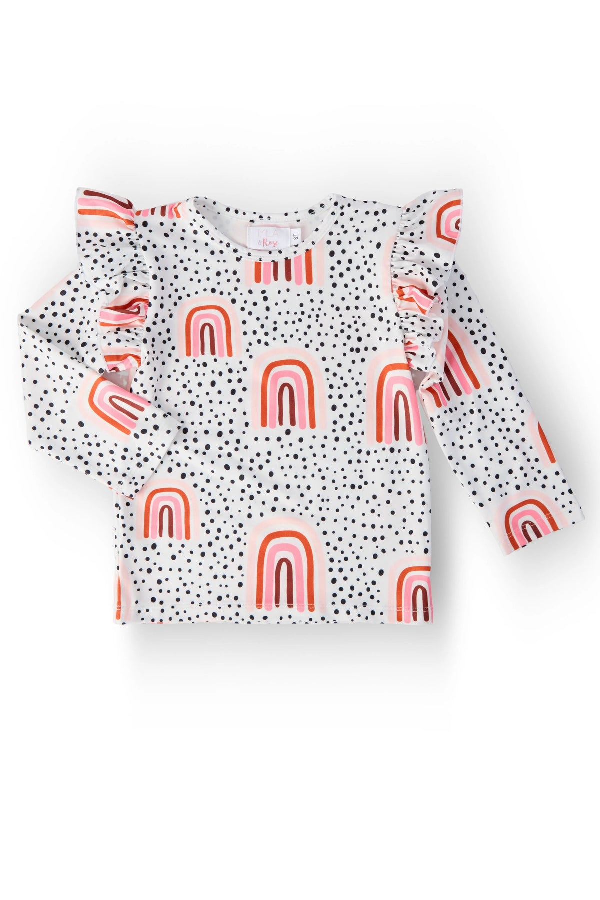 Peach Rainbow L/S Ruffle Tee - Pink, Baby & Toddler Clothing, Child, Top | Everetts Place
