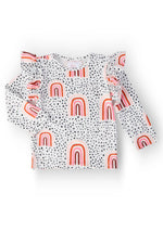 Peach Rainbow L/S Ruffle Tee - Pink, Baby & Toddler Clothing, Child, Top | Everetts Place