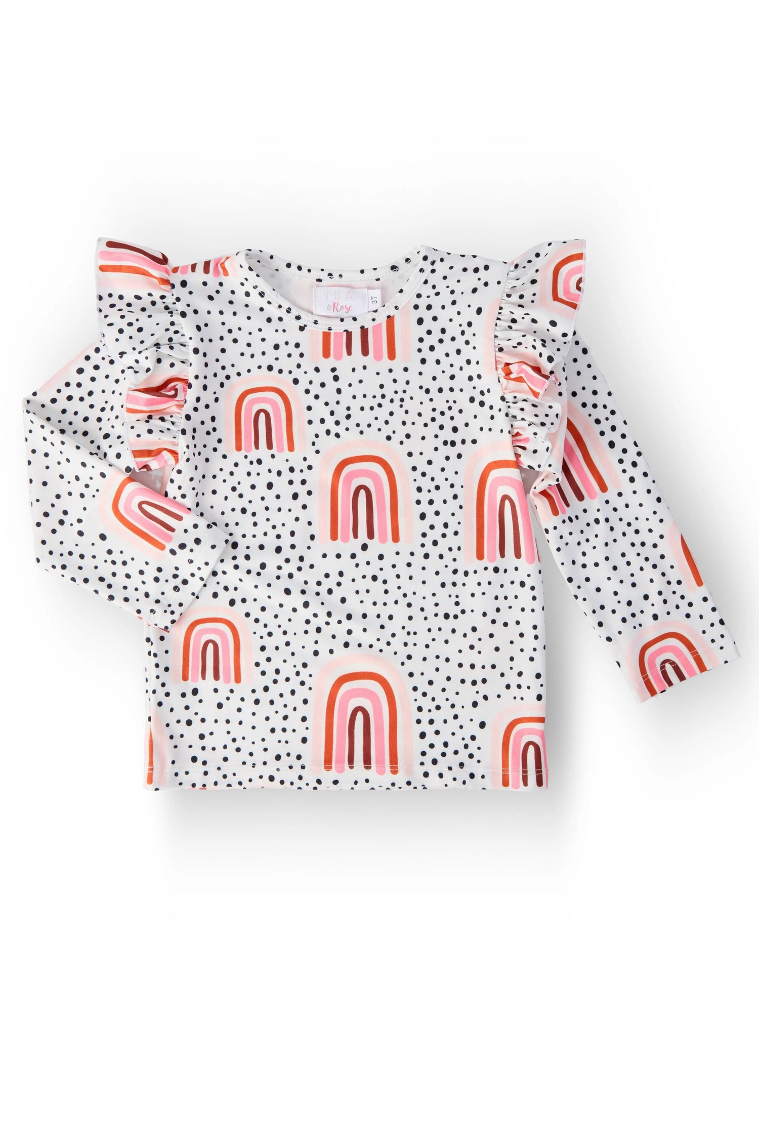 Peach Rainbow L/S Ruffle Tee - Pink, Baby & Toddler Clothing, Child, Top | Everetts Place