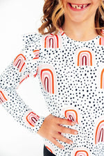 Mila & Rose ® Peach Rainbow L/S Ruffle Tee - 