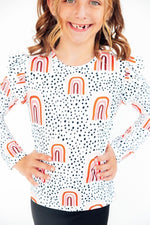 Mila & Rose ® Peach Rainbow L/S Ruffle Tee - 