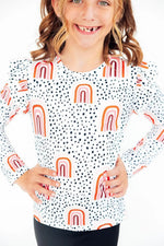 Mila & Rose ® Peach Rainbow L/S Ruffle Tee - 