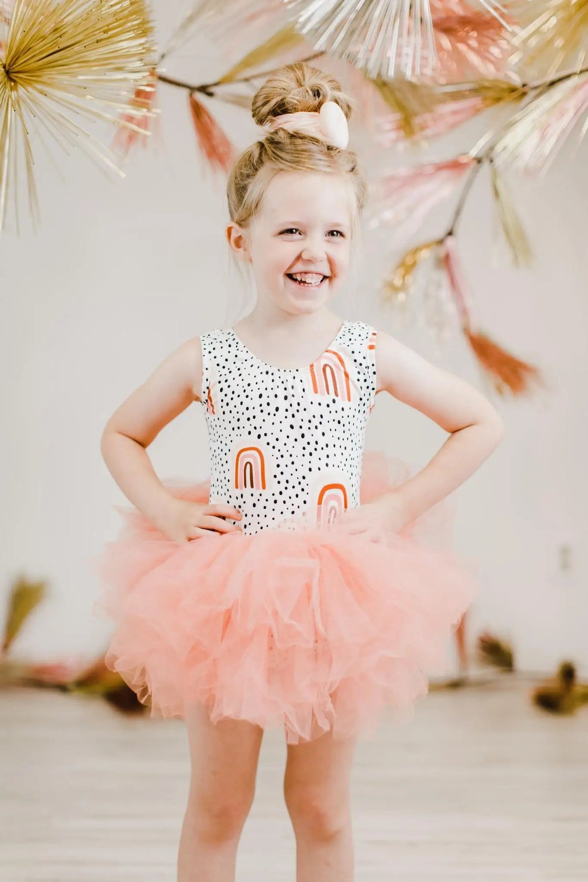 Mila & Rose ® Peach Rainbow Tank Tutu Leotard - 