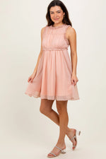 PinkBlush Peach Ruffle Detail Sleeveless Mini Dress - 
