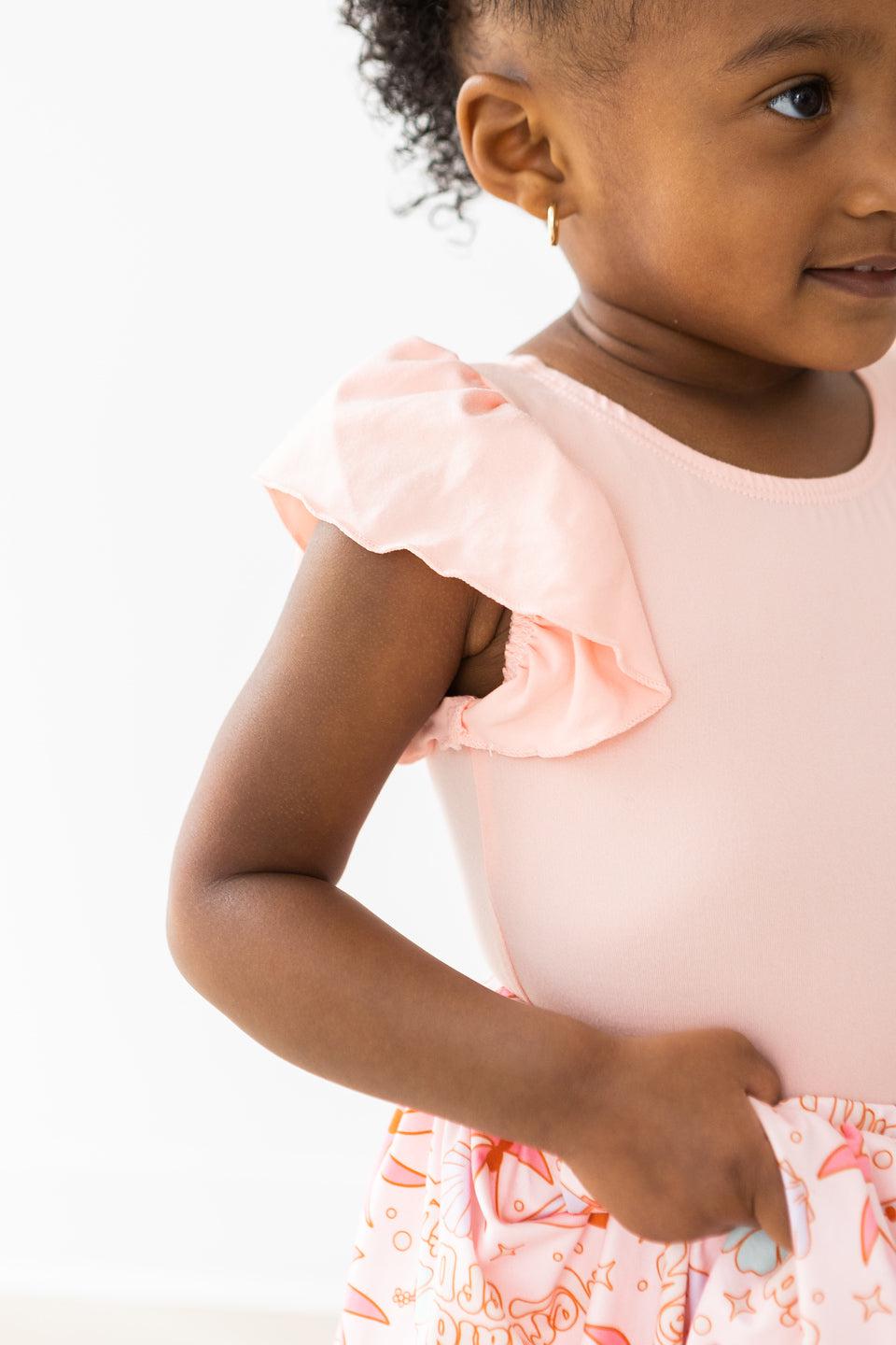 Mila & Rose ® Peach S/S Flutter Sleeve LeotardEveretts Place