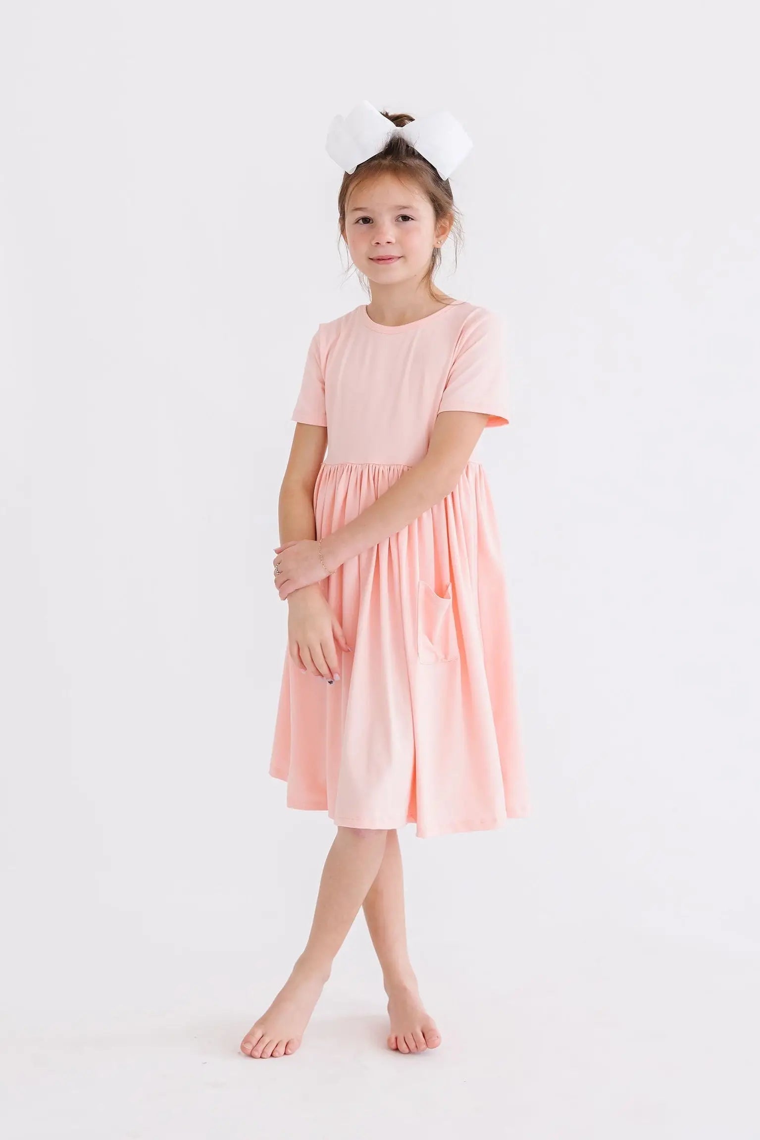 Mila & Rose ® Peach S/S Pocket Twirl Dress - 
