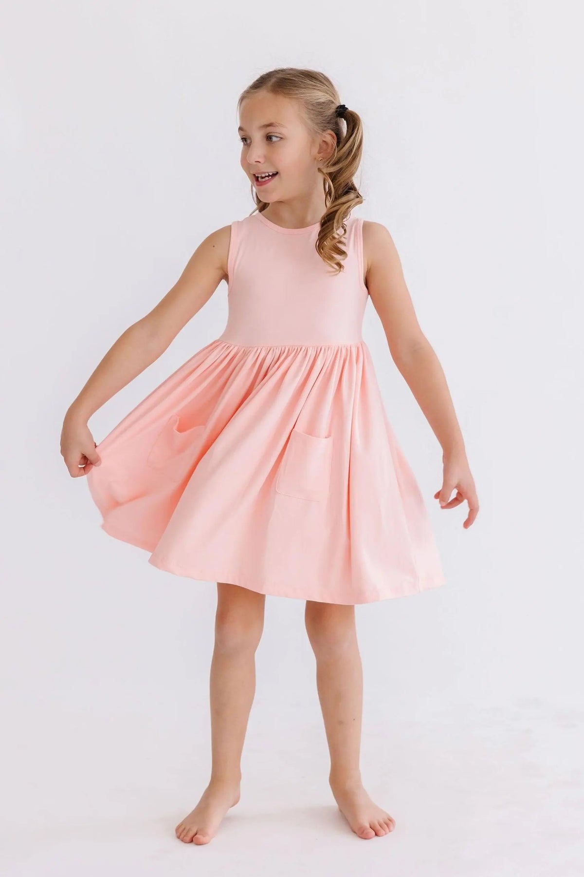 Peach Tank Pocket Twirl Dress - Dress, Shoulder, Day Dress, One-piece garment, Pink | Everetts Place