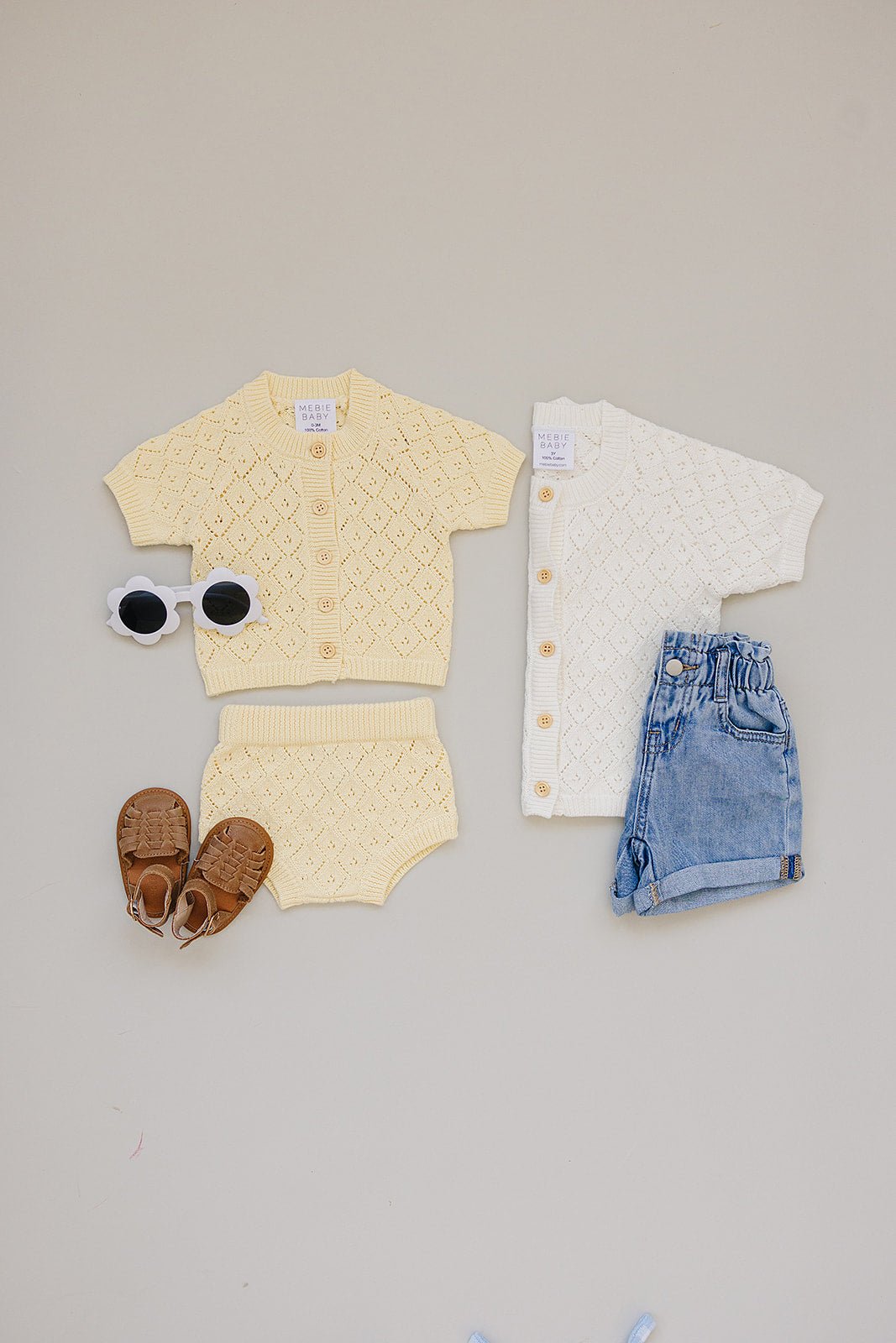 Mebie Baby Pearl Knit Cardigan Baby Soft Breathable Summer Top - 
