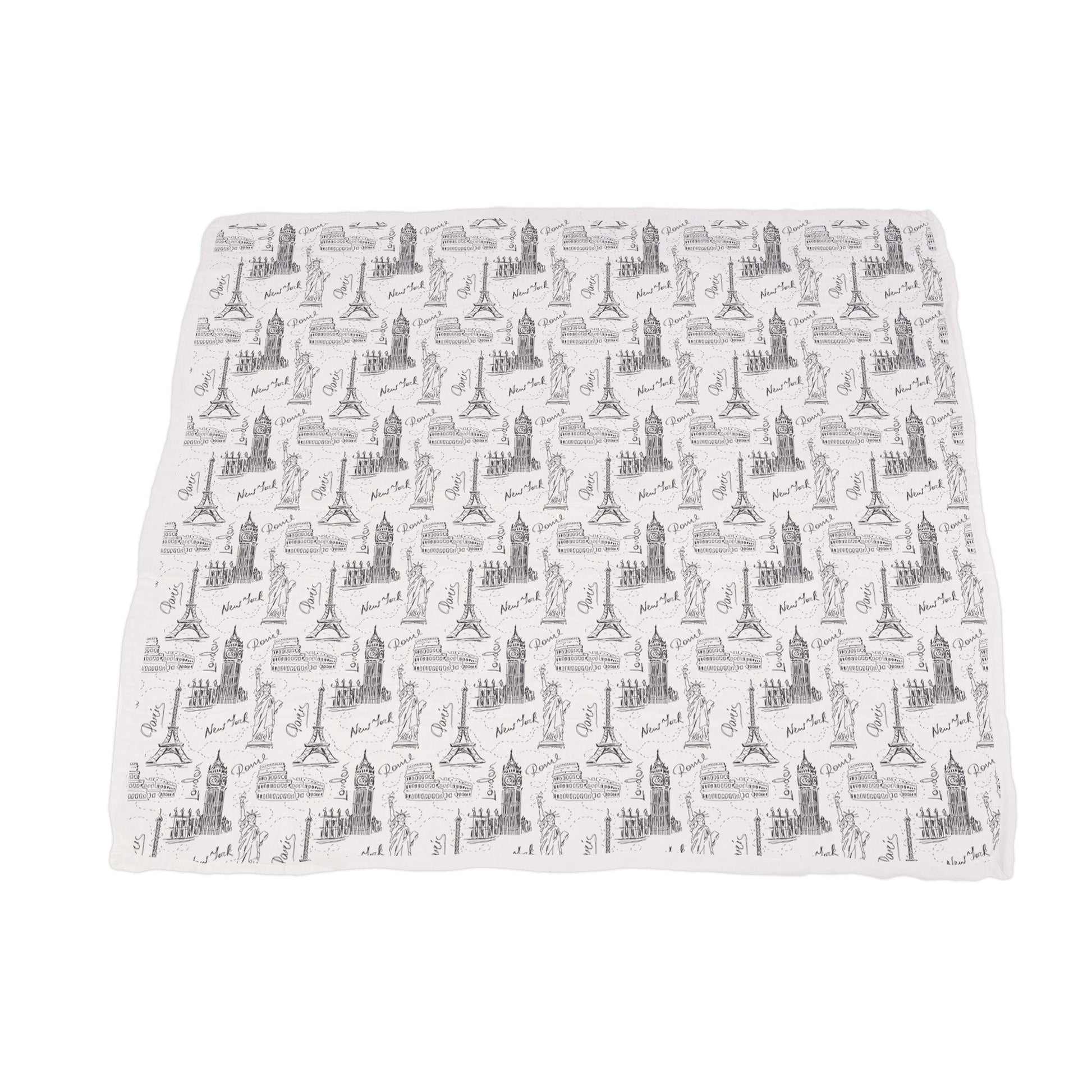 Pearl Polka Dot London Paris New York Newcastle Blanket 100 Percent Natural Bamboo Muslin 47 Inch x 47 Inch Newcastle Classics