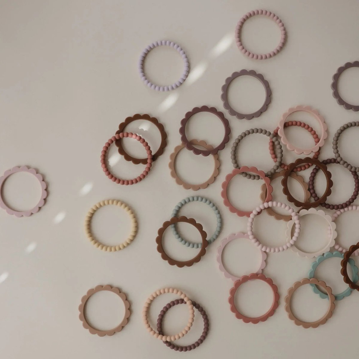 Mushie Pearl Teether Bracelet for Babies Non-Toxic Food-Grade Silicone Easy Grip Soothing Accessory -