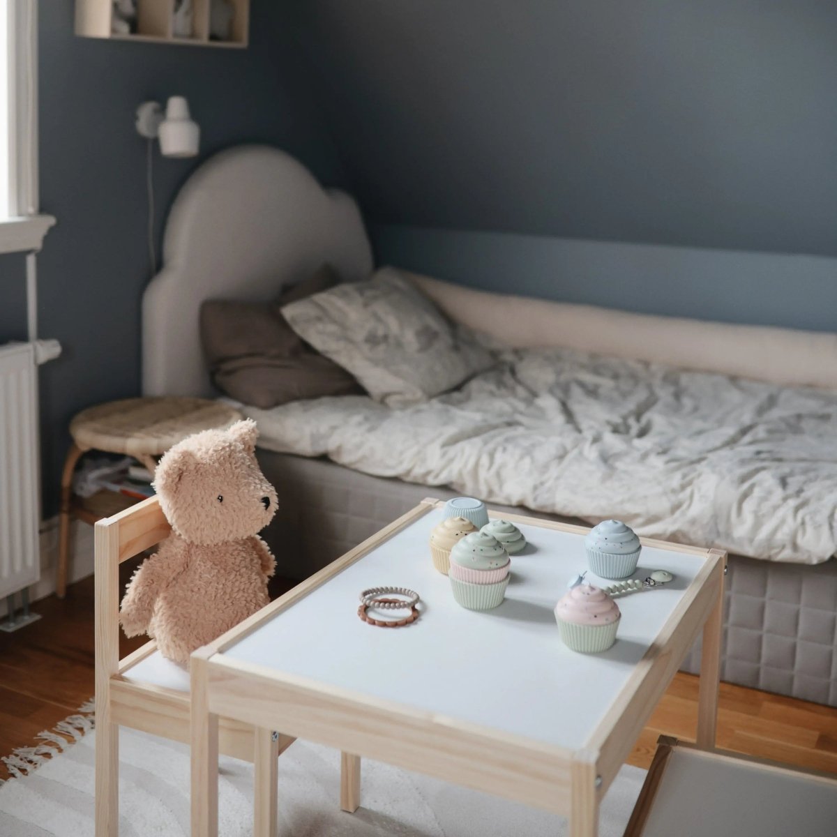 Mushie Pearl Teether Bracelet for Babies Non-Toxic Food-Grade Silicone Easy Grip Soothing Accessory -