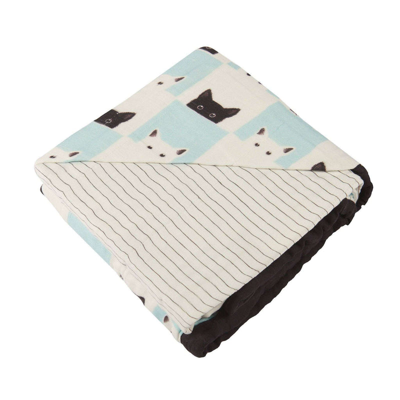 Peek - A - Boo Cats and Pencil Stripe Bamboo Muslin Blanket - Everetts Place: Online Boutique - Kids & Babies