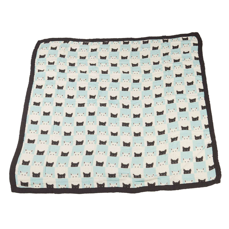 Peek - A - Boo Cats and Pencil Stripe Bamboo Muslin Blanket - Everetts Place: Online Boutique - Kids & Babies