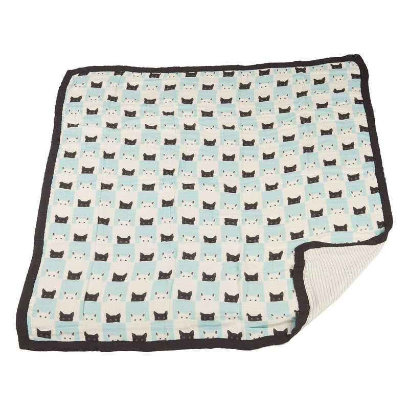 Peek - A - Boo Cats and Pencil Stripe Bamboo Muslin Blanket - Everetts Place: Online Boutique - Kids & Babies