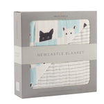 Newcastle Classics Peek - A - Boo Cats and Pencil Stripe Bamboo Muslin Newcastle Blanket