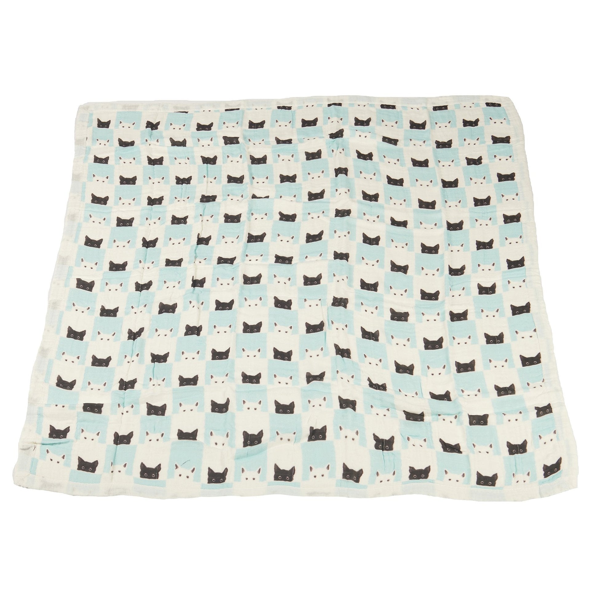 Peek A Boo Cats White Bamboo Muslin Newcastle Blanket Newcastle Classics