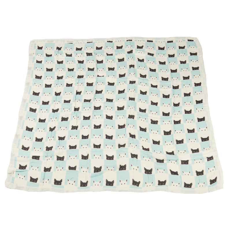Peek A Boo Cats White Bamboo Muslin Newcastle Blanket Newcastle Classics