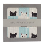 Peek-A-Boo Cats and White Bamboo Muslin Newcastle Blanket - Felidae, Felinae, Cat, Linens, Woolen | Everetts Place