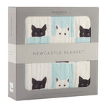 Newcastle Classics Peek - A - Boo Cats and White Bamboo Muslin Newcastle Blanket - 
