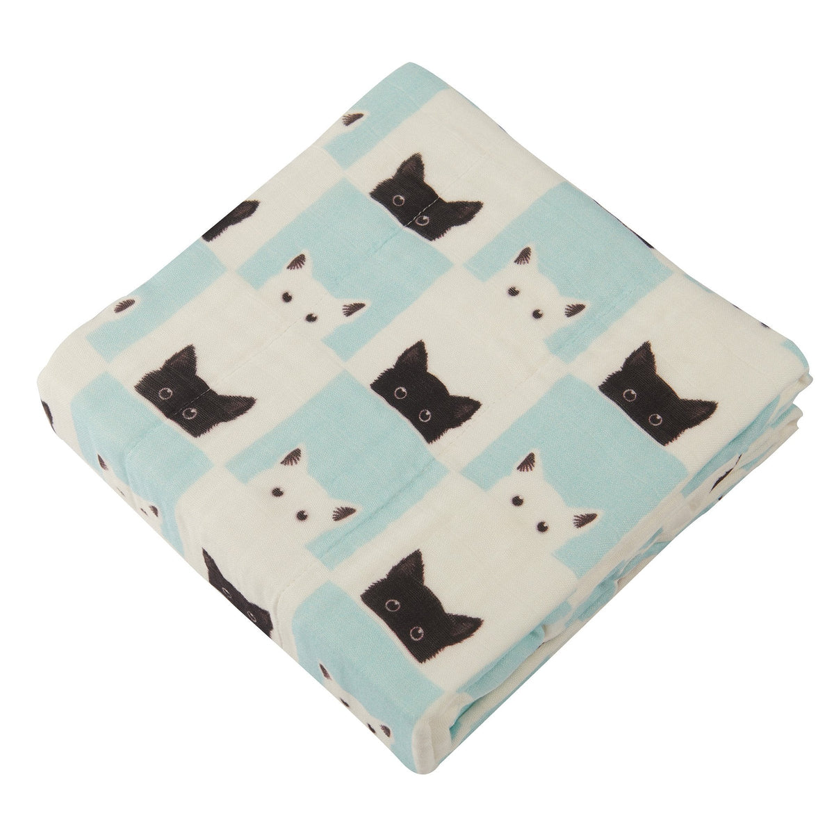 Newcastle Classics Peek - A - Boo Cats and White Bamboo Muslin Newcastle Blanket - 