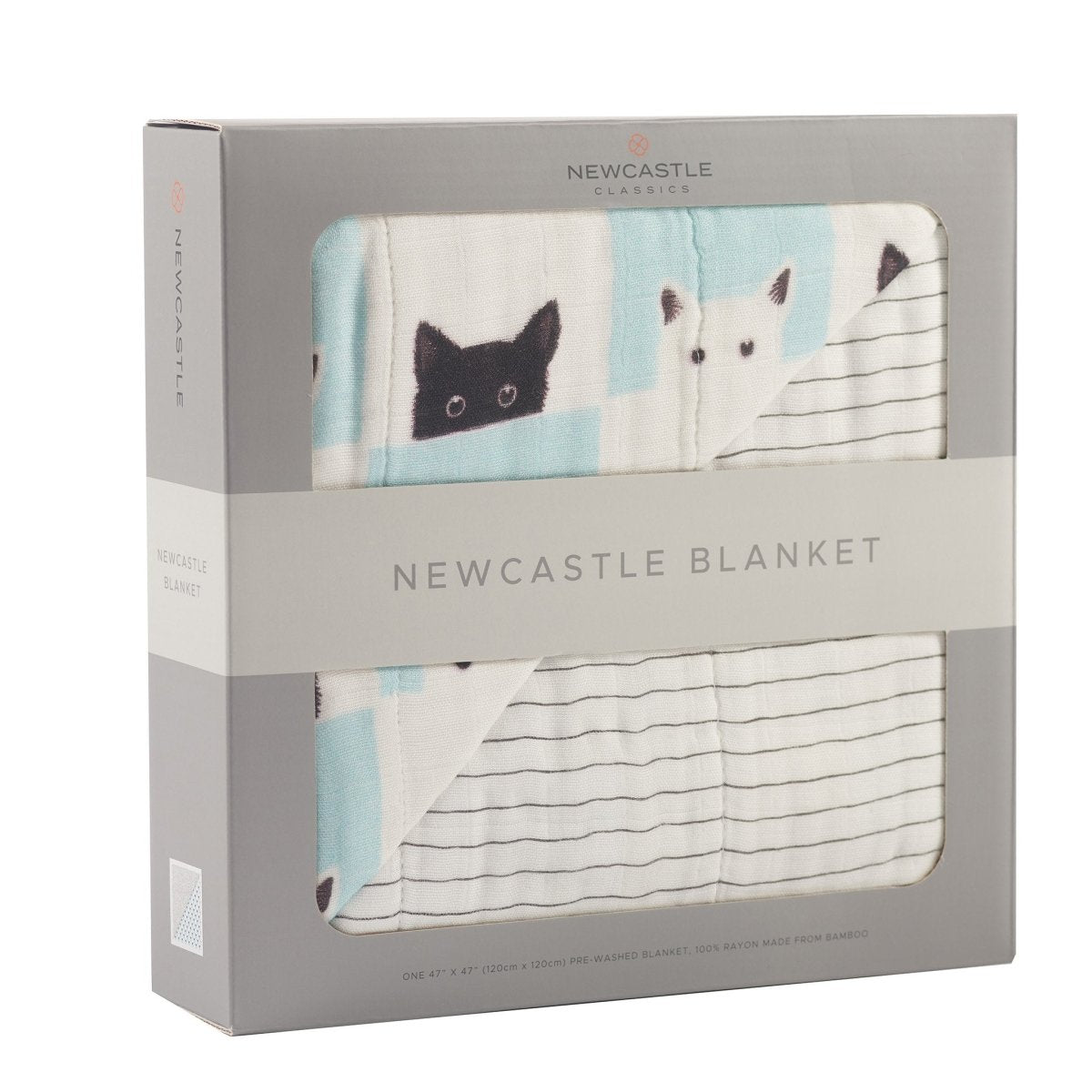 Newcastle Classics Peek A Boo Cats Bamboo Muslin Blanket with Four Layer Design for Babies - 