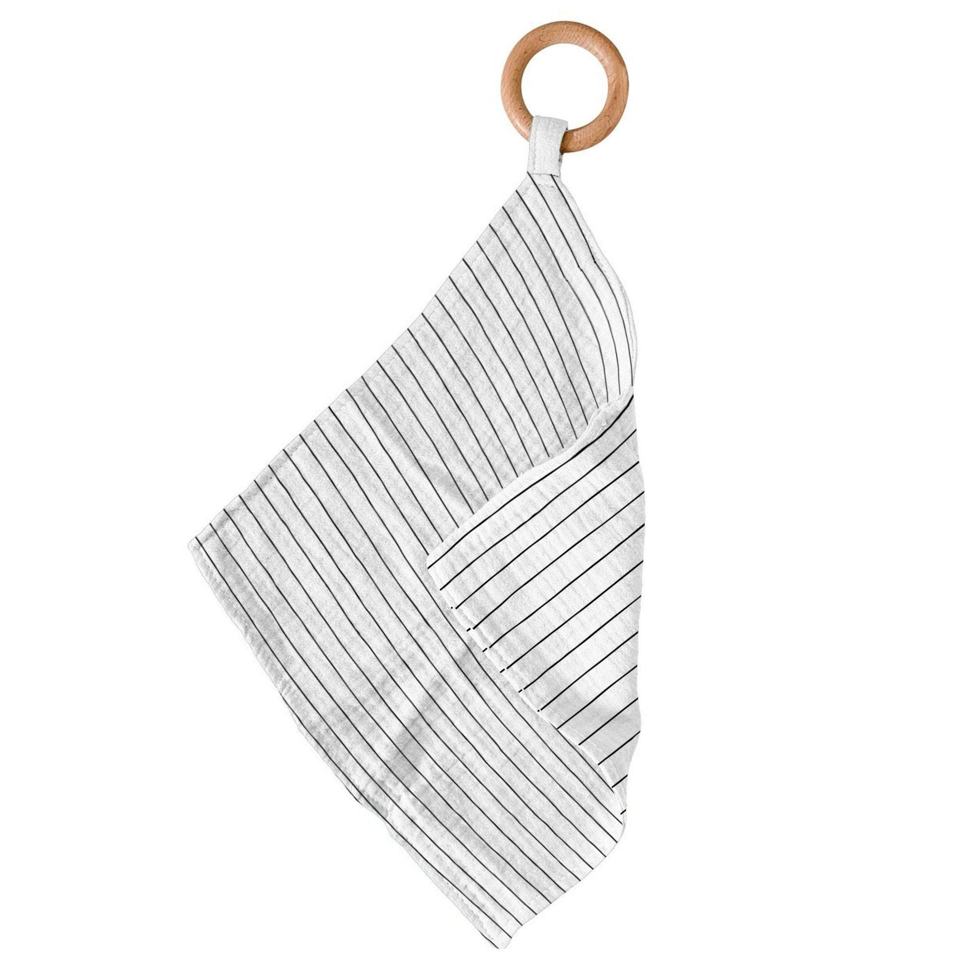 Pencil Stripe Bamboo Blankie Teether With Removable Beach Wood Ring Newcastle Classics