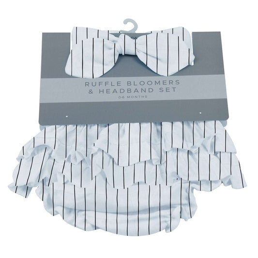 Pencil Stripe Ruffle Bloomers and Headband Set for Baby Girls Newcastle Classics