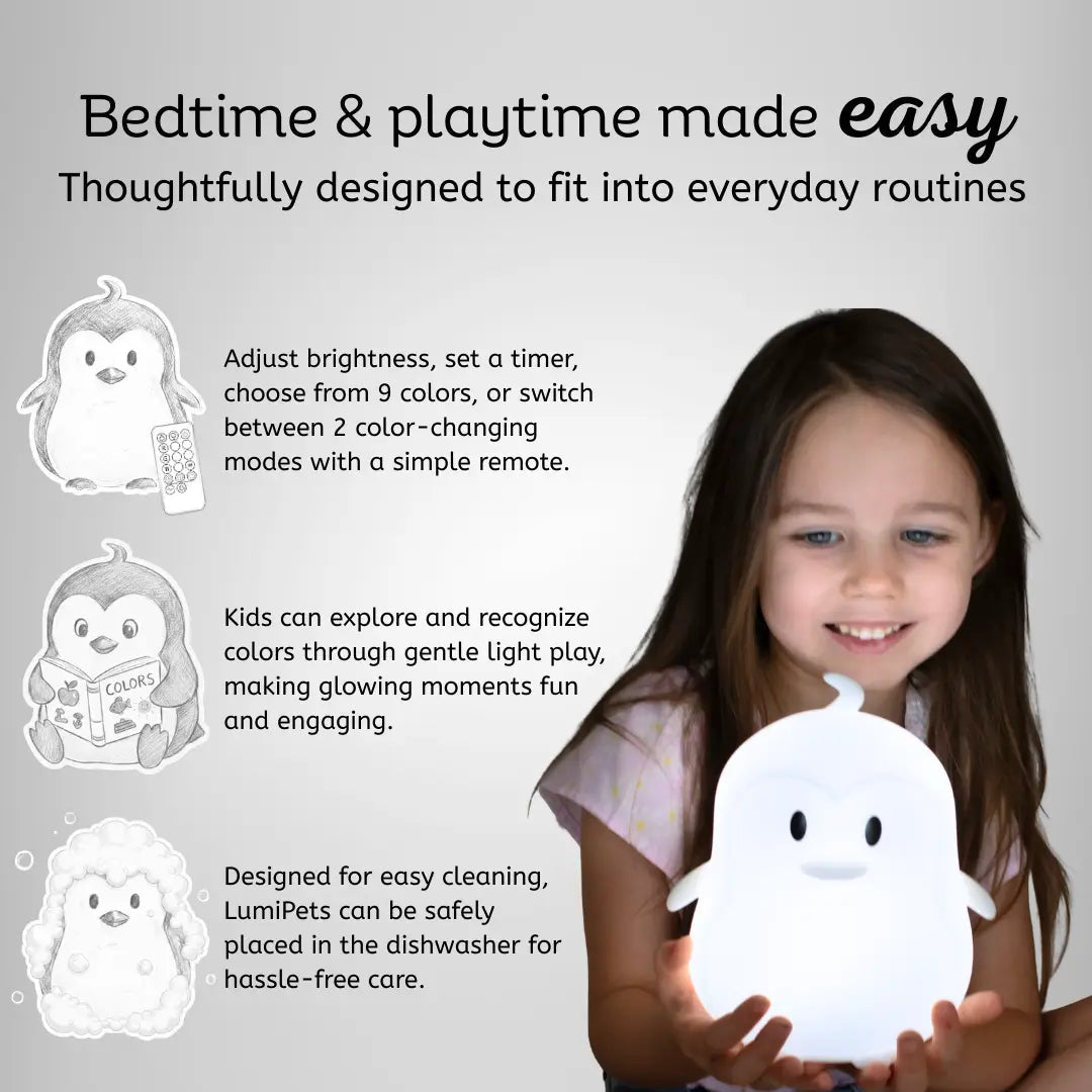 Lumieworld Penguin Night Light for Kids - LED Penguin Lamp | LumiPets® - 